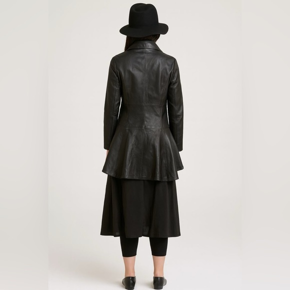 PATAGO Asymmetrical Long-Short Goth Black Leather Coat/Jacket - Picture 2 of 16